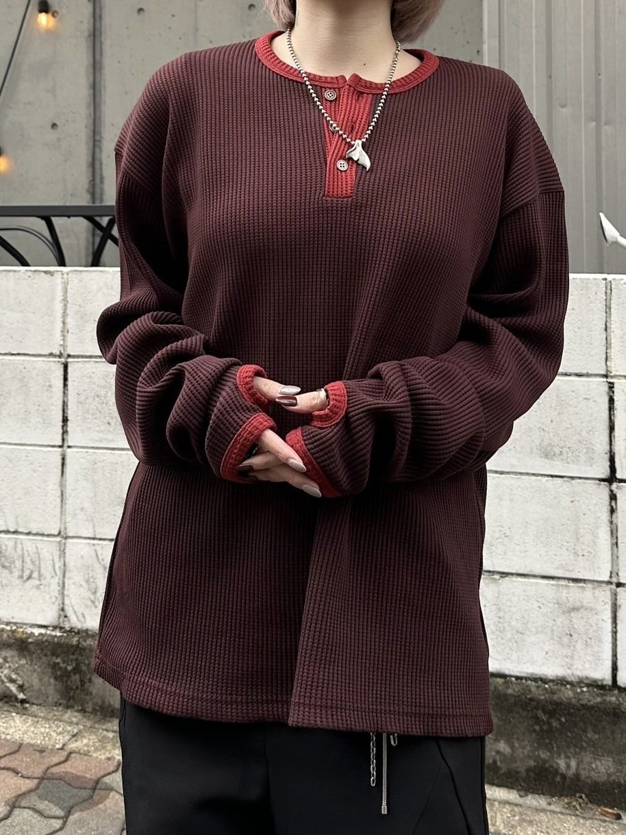 受注制【youll】henry neck waffle long tee (2color)