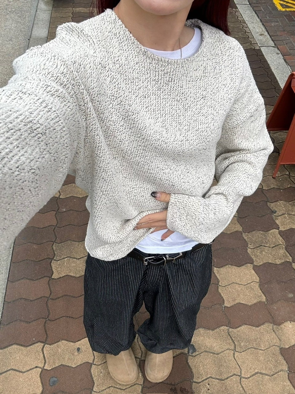 受注制【Chikashitsu +】loose fit round knit (4color)