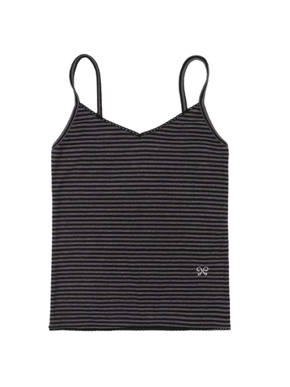 【FANCY CLUB】LACE STRIPE BASIC SLEEVELESS