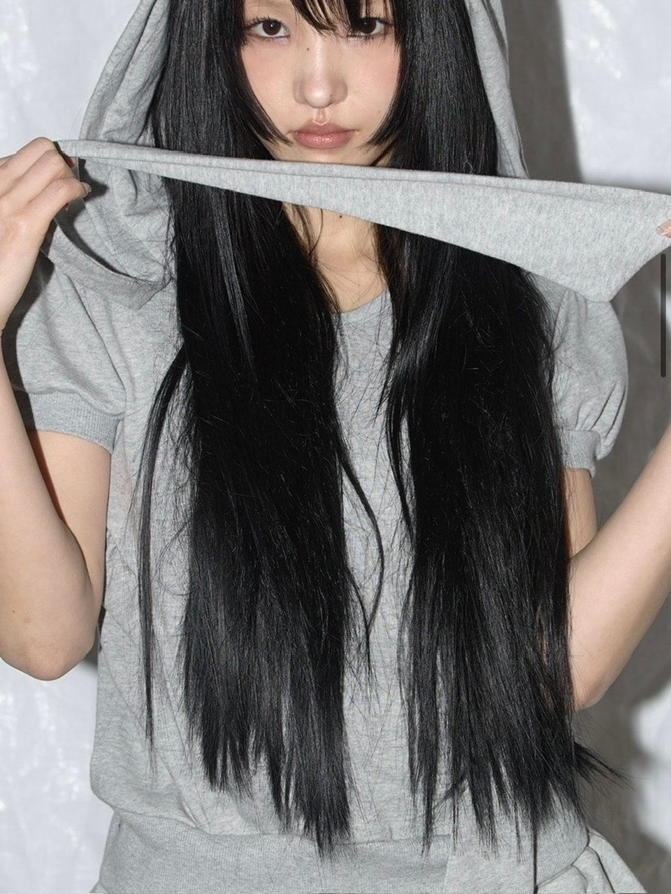 【FANCY CLUB】PUFF ROUND SCARF HOODIE / 【ファンシークラブ】パフスリーブラウンドネックスカーフショートパーカー