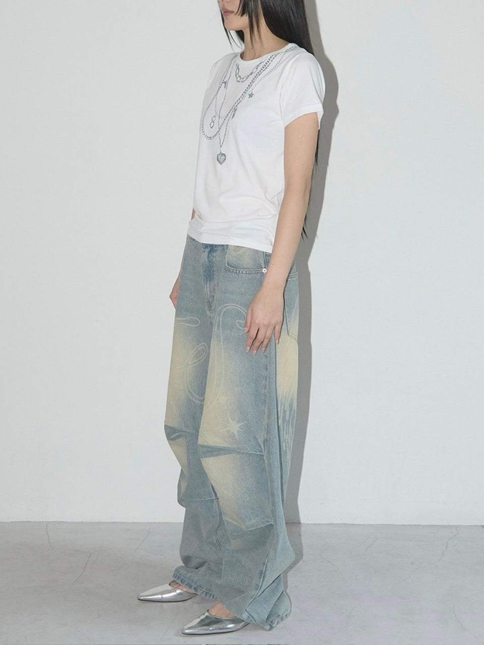 【FANCY CLUB】DUAL CHARM NECKLACE TEE / 【ファンシークラブ】チャームネックレスプリント半袖Tシャツ