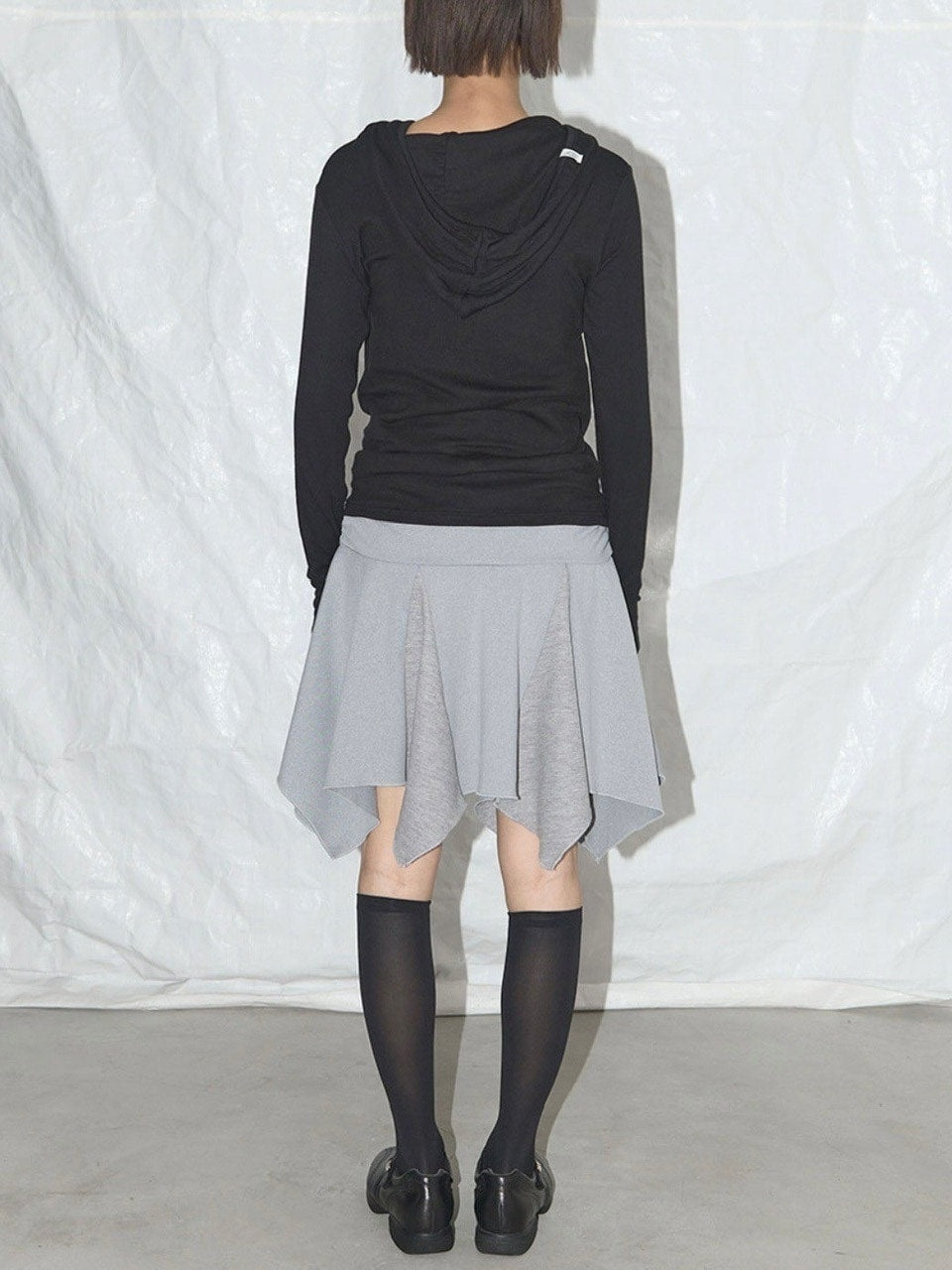 【FANCY CLUB】UNBALANCE SKIRT LAYERED PINTUCK PANTS