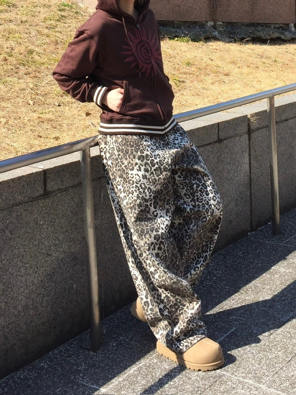 受注制【Chikashitsu +】leopard wide cotton pants (2color