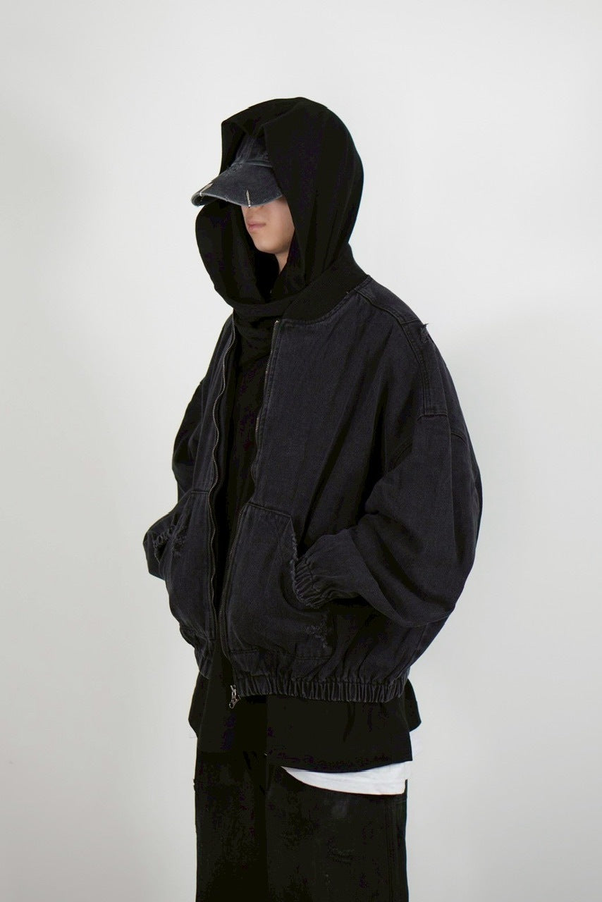 【Chikashitsu +】denim flight bomber jacket (2color)