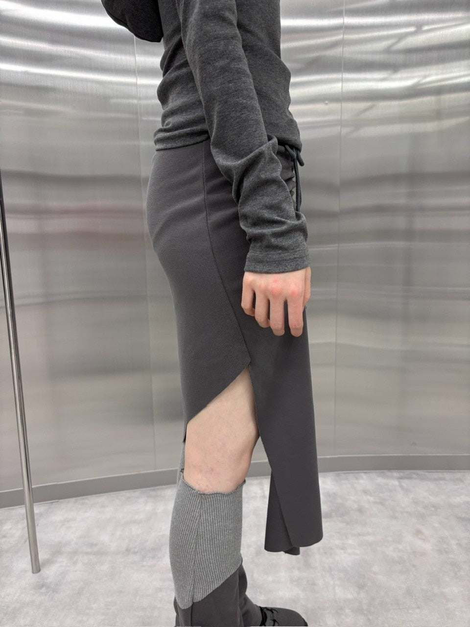 受注制【nmtc +】slit gather long skirt (2color)