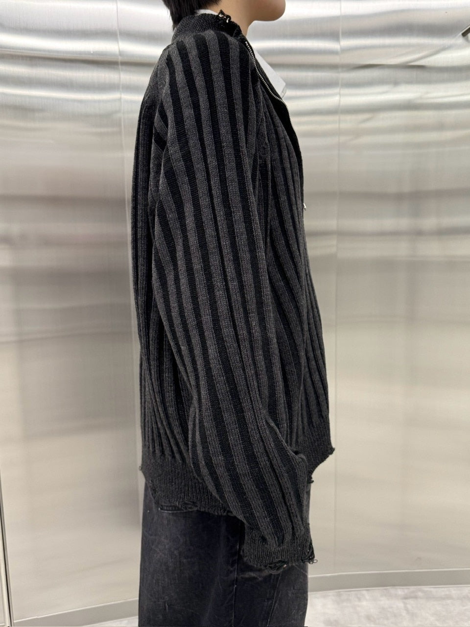 受注制【nmtc +】damage zip up knit (3color)