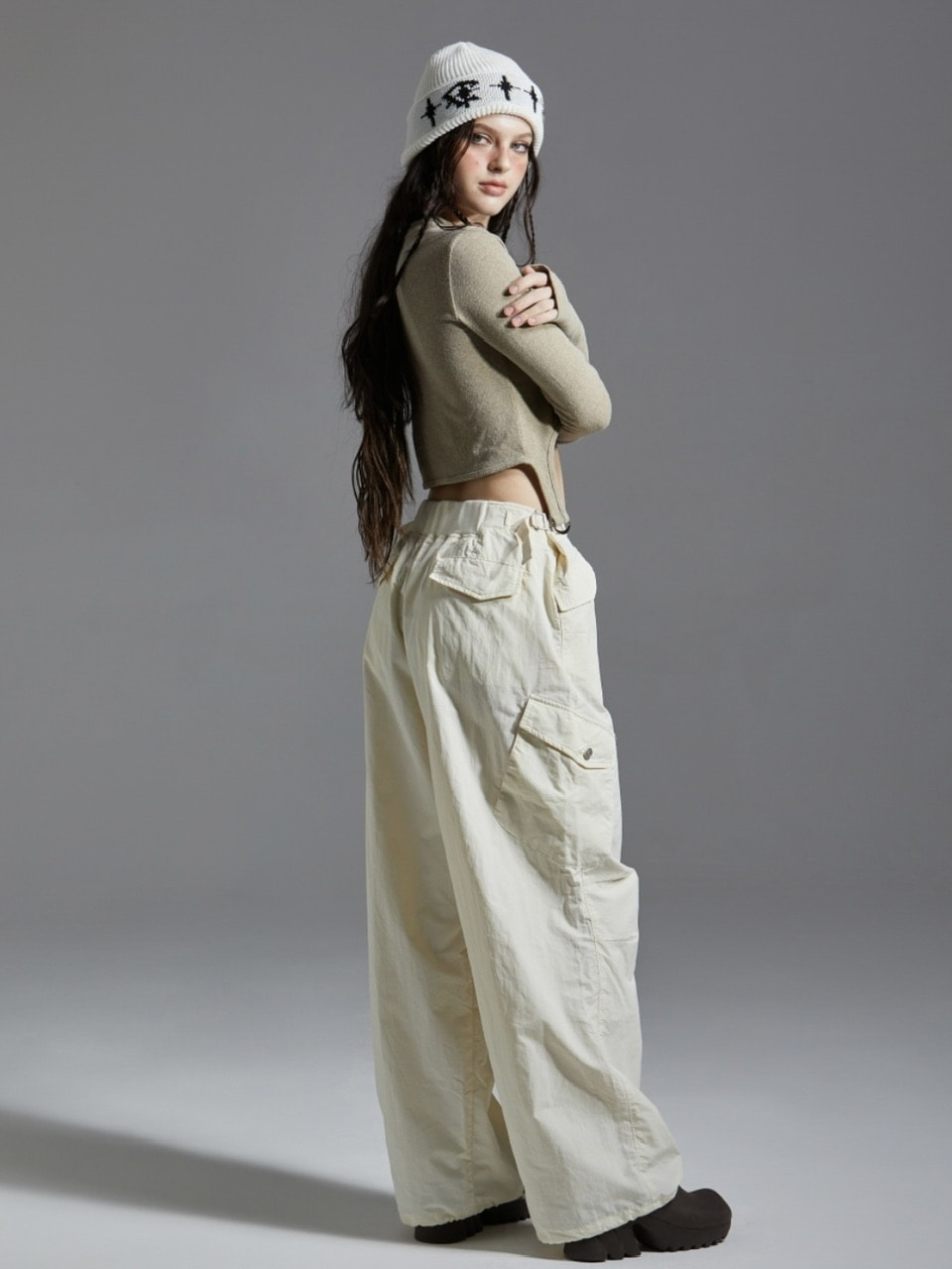 【GATELESS】DOUBLE RING CROPPED T-SHIRT