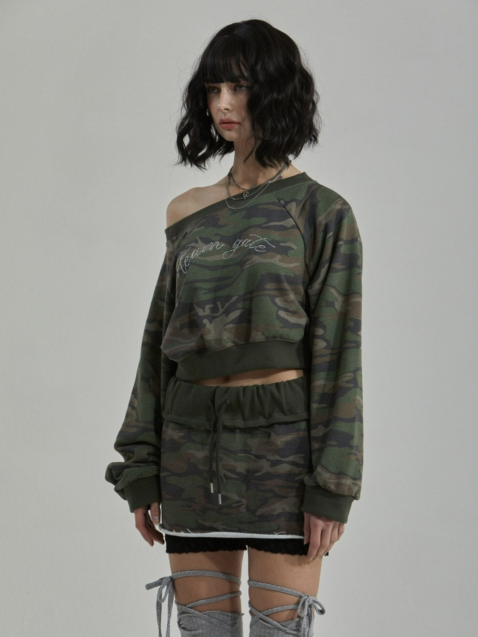 【GATELESS】CAMOUFLAGE MINI SKIRT PANTS