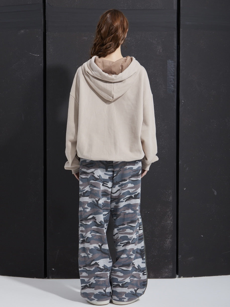【GATELESS】SIDE ZIP CAMOUFLAGE SWEAT PANTS