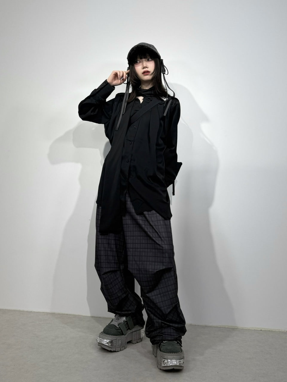 国際配送【Nerd out XU】satin tie shirt (2color)