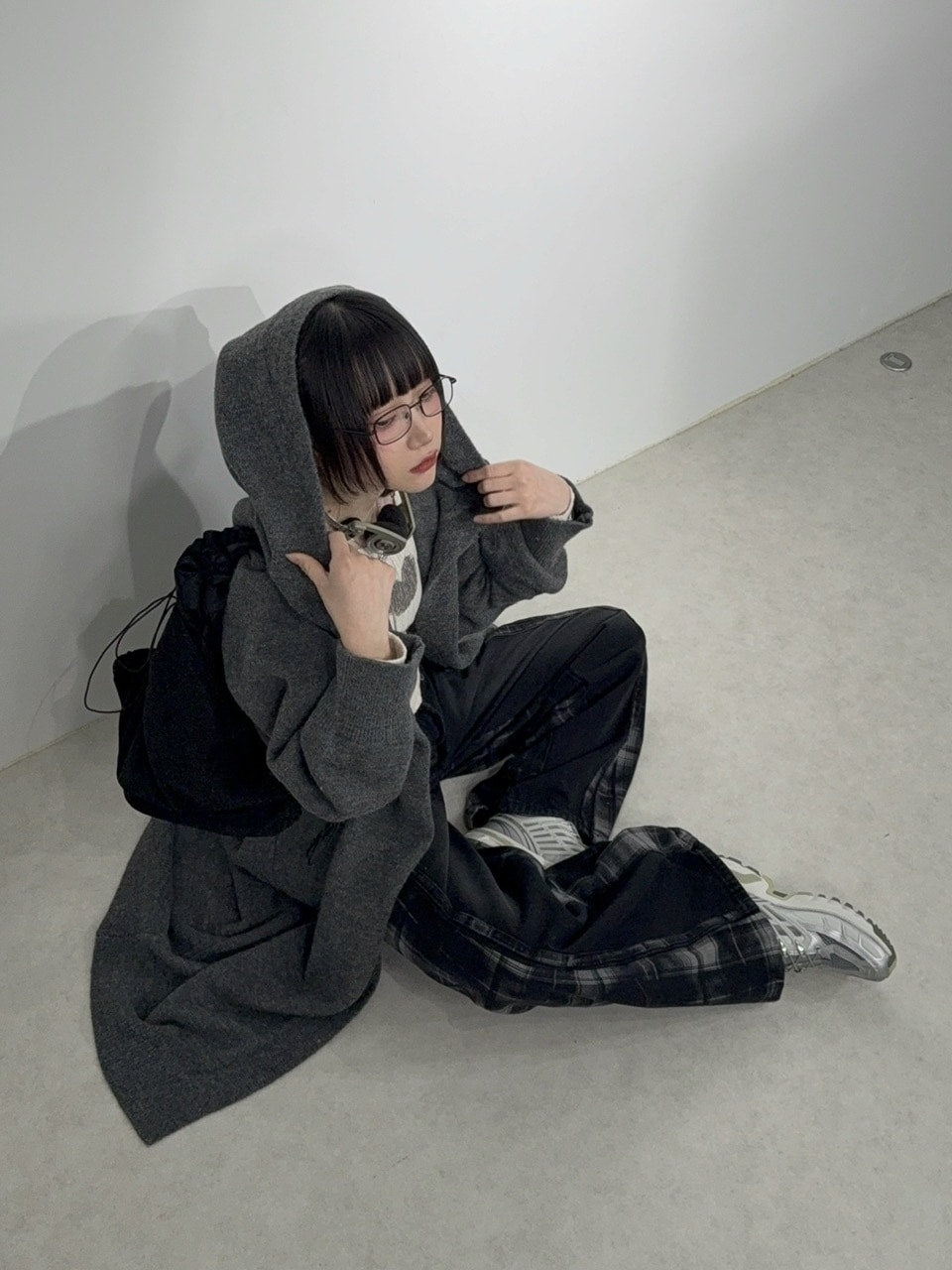 国際配送【Nerd out XU】black frame square glasses / 【ナードアウトエックスユー】ブラックフレームスクエアレンズメガネ