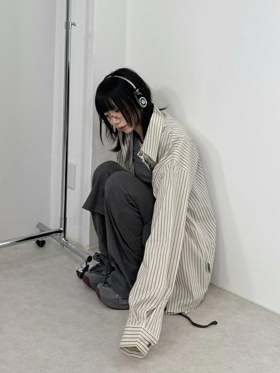 国際配送【Nerd out XU】under rim eye wear (2color) / 【ナードアウトエックスユー】アンダーフレームリムレスメガネ