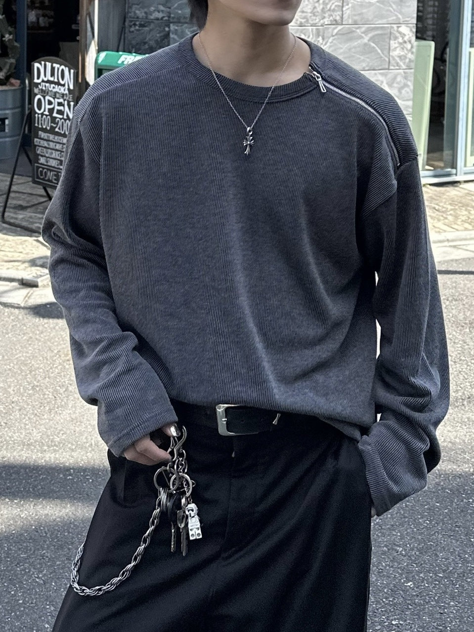 大阪店WEB限定【Chikashitsu +】shoulder zip long sleeve (2color)