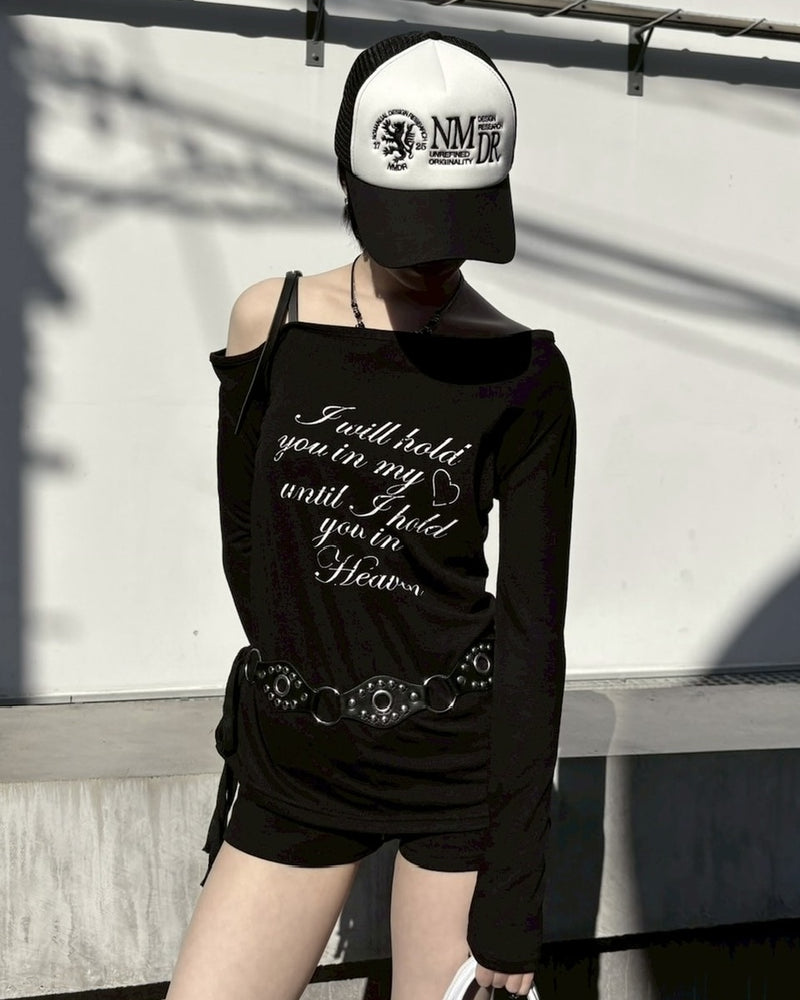 【nmtc +】hold shoulder logo long sleeve tee (3color) / 【エヌエムティーシープラス】ワンショルダーロゴ長袖Tシャツ