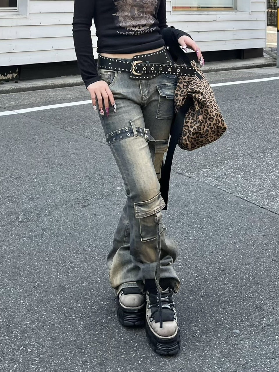 受注制【Never mind the XU】wide studs belt (3color)