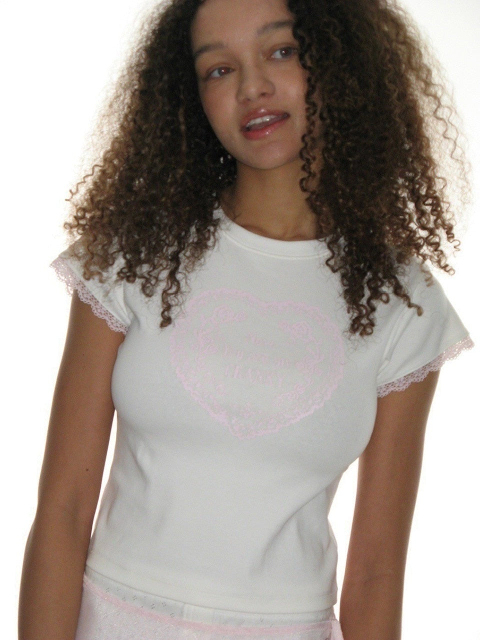 【CRANK】LACE HEART PRINTING TOP