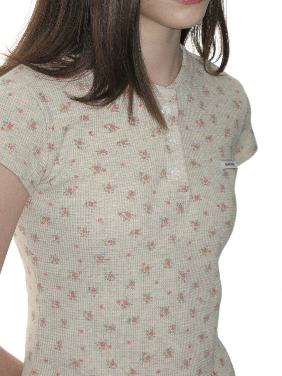 【CRANK】FLOWER HENLEY NECK TOP