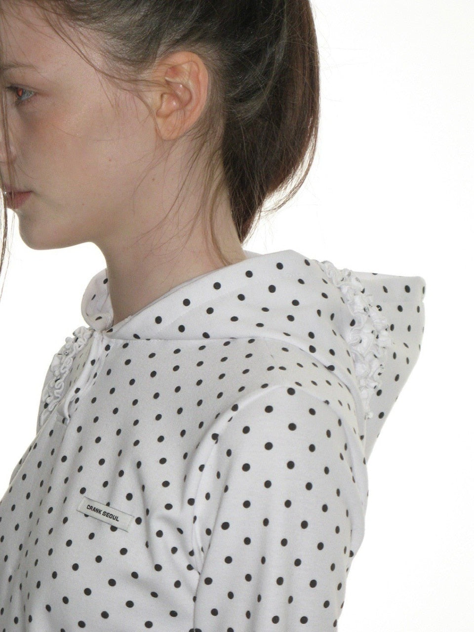 【CRANK】DOT FRILL HOODIE / 【クランク】ドットフリルフード付き長袖Tシャツ