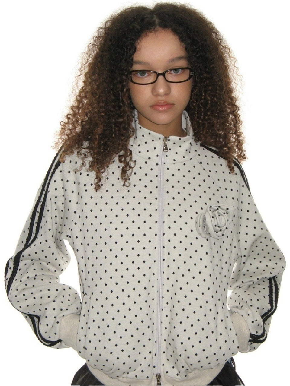 【CRANK】ROSE DOT TRACK JACKET / 【クランク】ローズドットダブルジップトラックジャケット