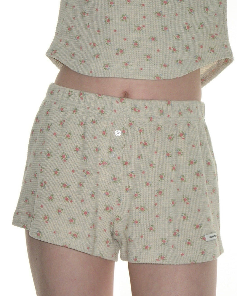 【CRANK】BUTTON FLOWER SHORTS