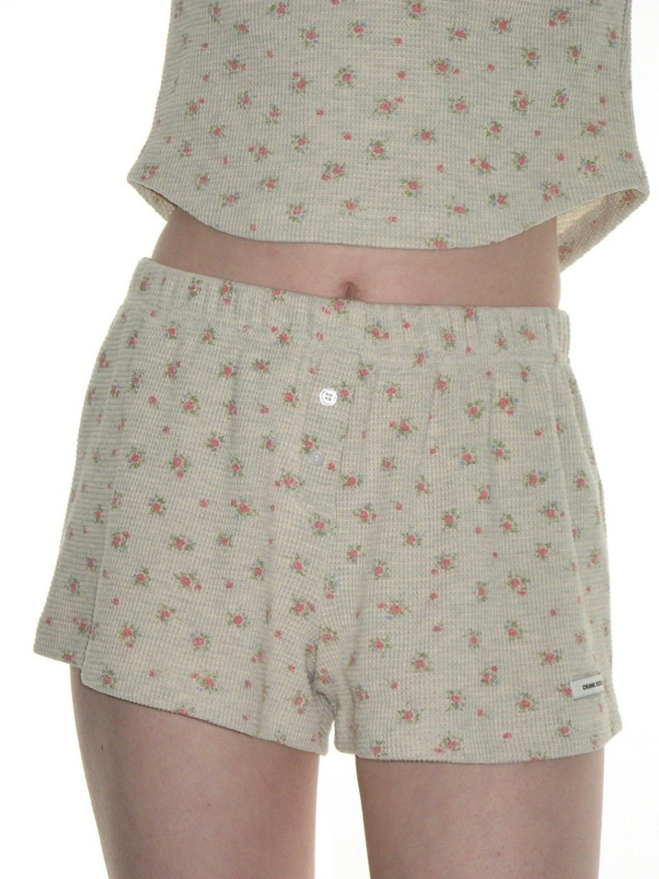【CRANK】BUTTON FLOWER SHORTS