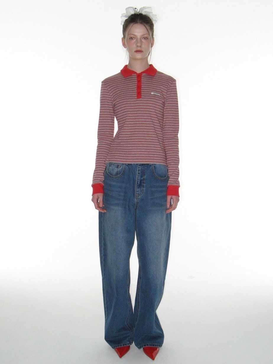 【CRANK】STUD WIDE JEANS