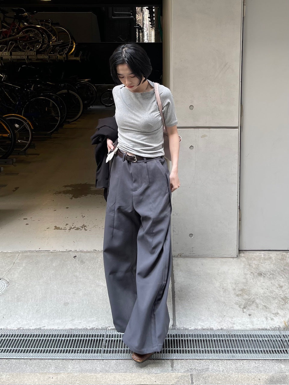 受注制【Chikashitsu +】side design wide slacks (2color)
