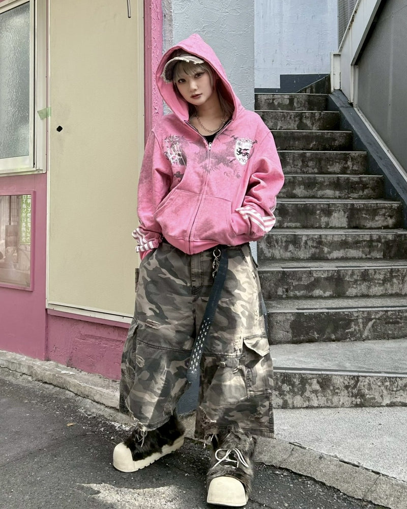 【Never mind the XU】camouflage damage half pants (2color) / 【ネバーマインドザエックスユー】カモフラージュダメージデニムハーフパンツ