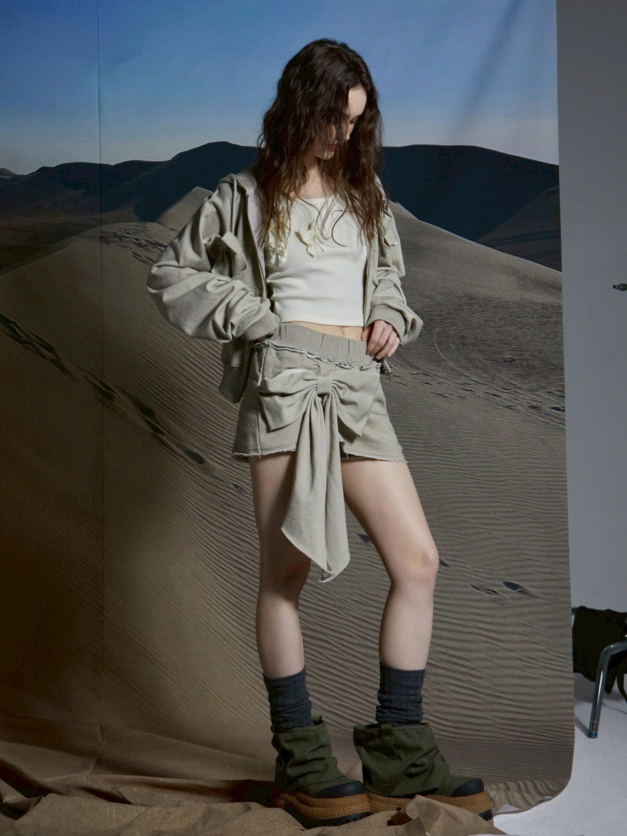 【GATELESS】RIBBON POP ZIPUP HOODIE