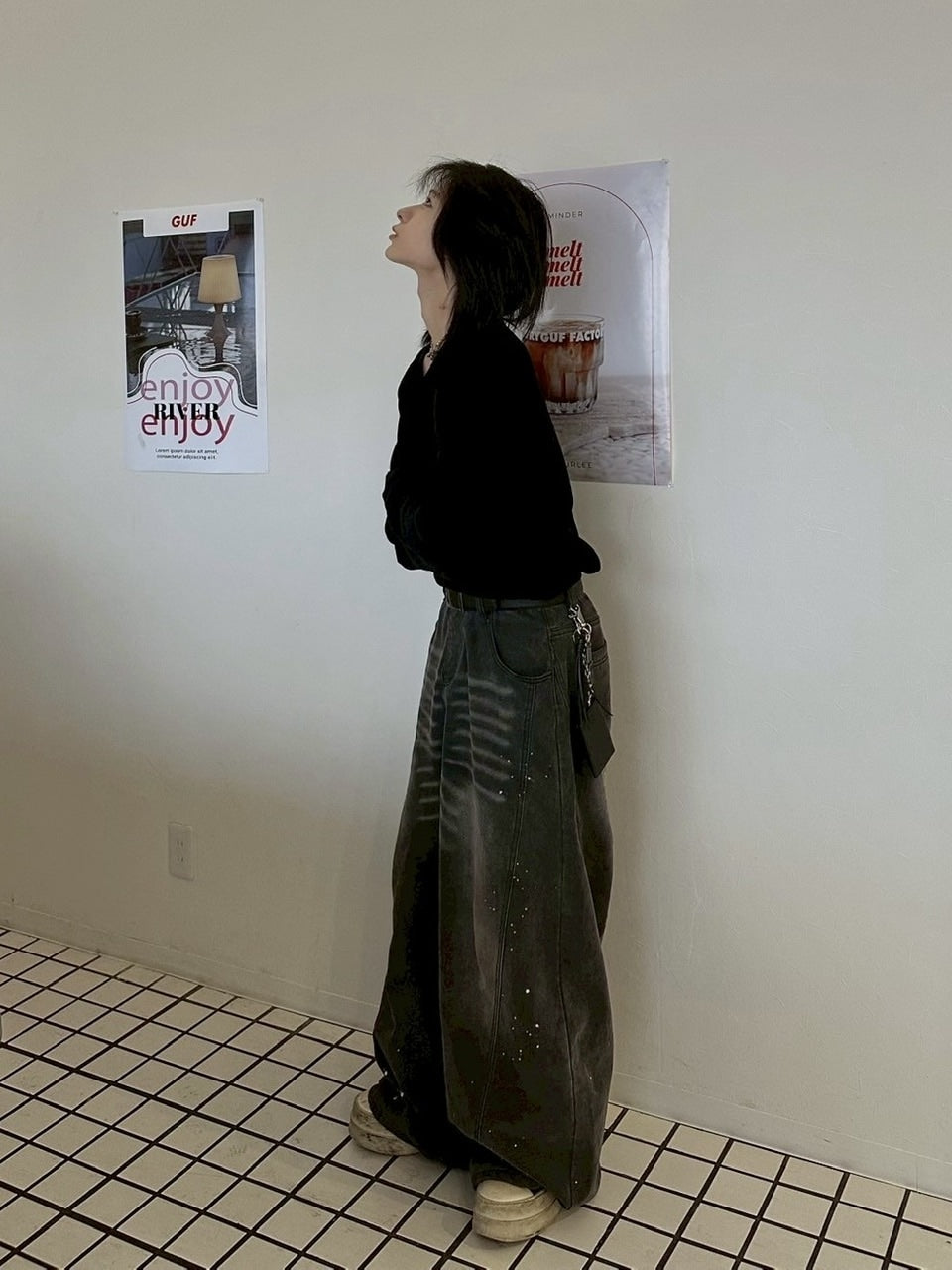 国際配送【LUV CODE】washed denim balloon pants