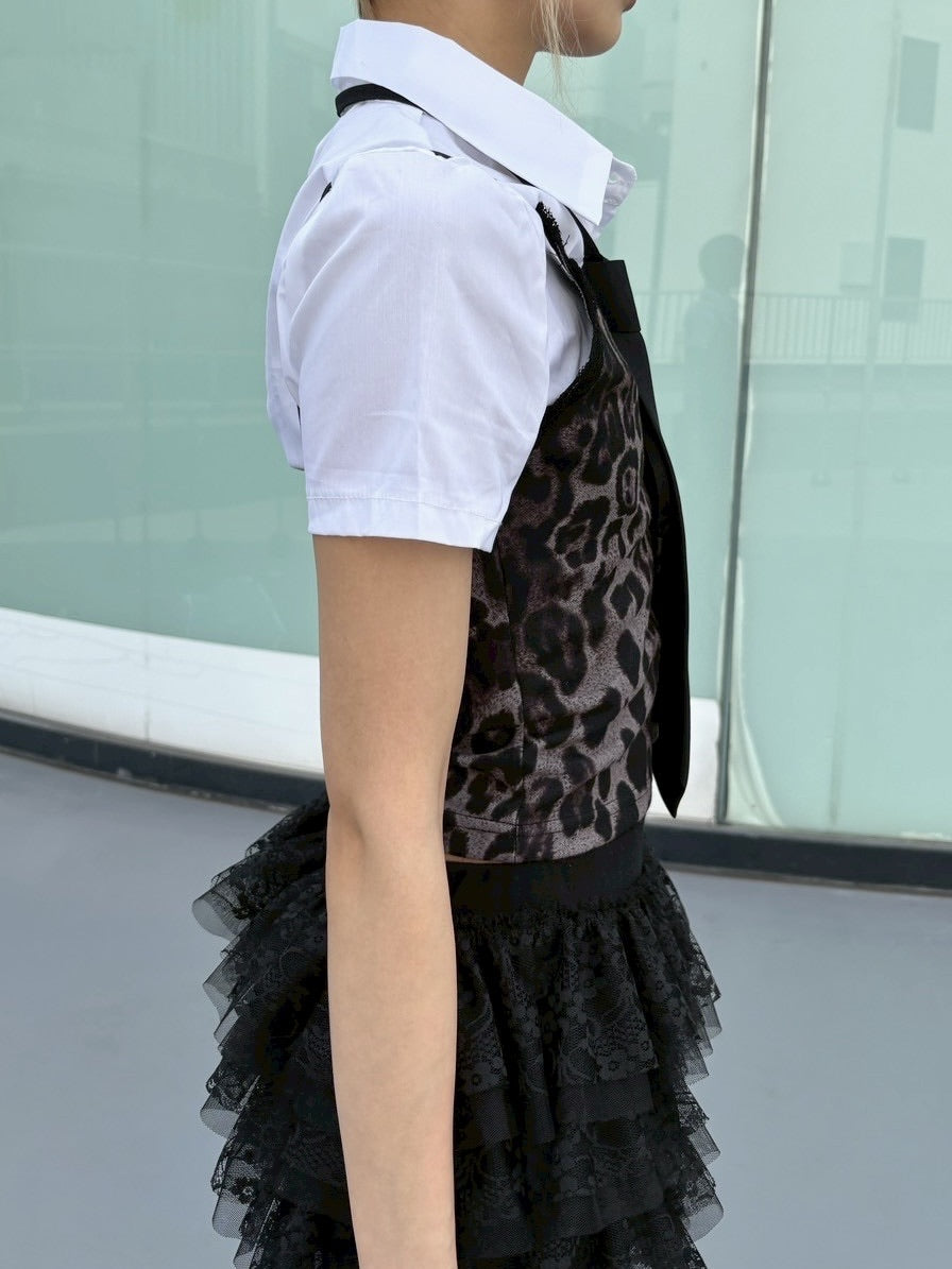 受注制【Never mind the XU】leopard camisole (2color)