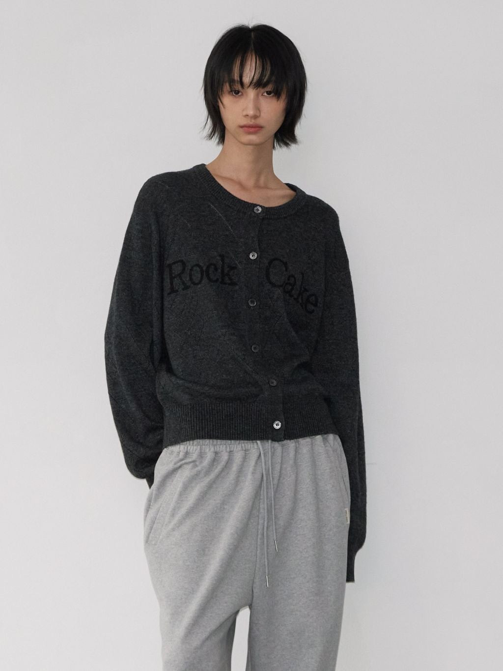【ROCK CAKE】Argyle Punching Knit Cardigan