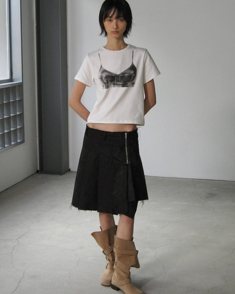 【ROCK CAKE】Jacquard Pleated Skirt
