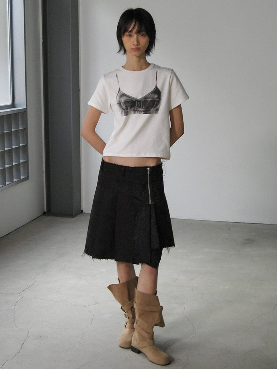 【ROCK CAKE】Jacquard Pleated Skirt