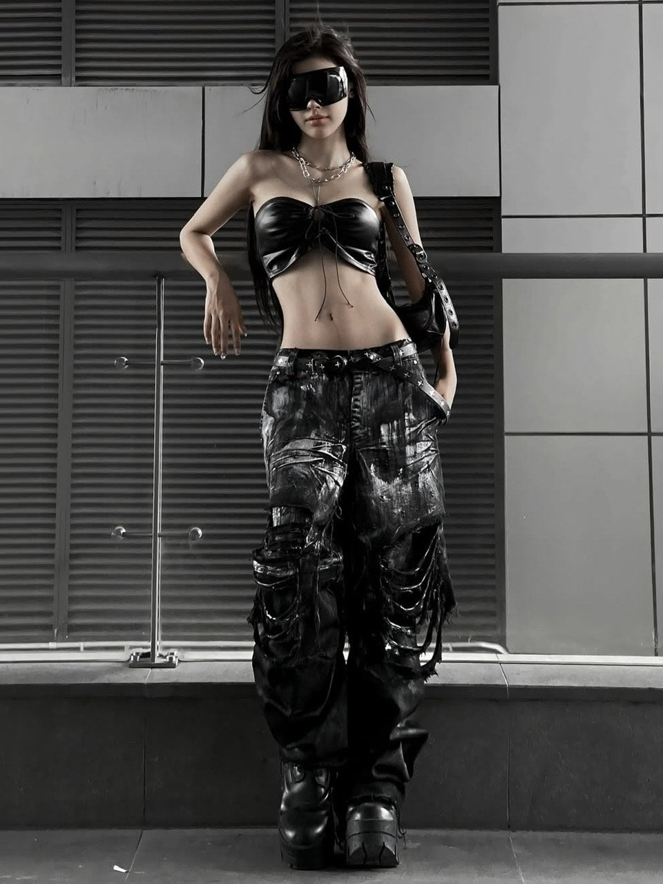 1/2 20:00再販【RICH】Smoke Denim Layered Jeans / 【リッチ】ダメージレイヤードデニムパンツ