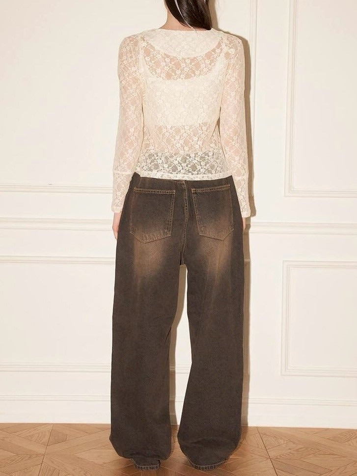 【ODDONEOUT】FLOWER LACE TOP