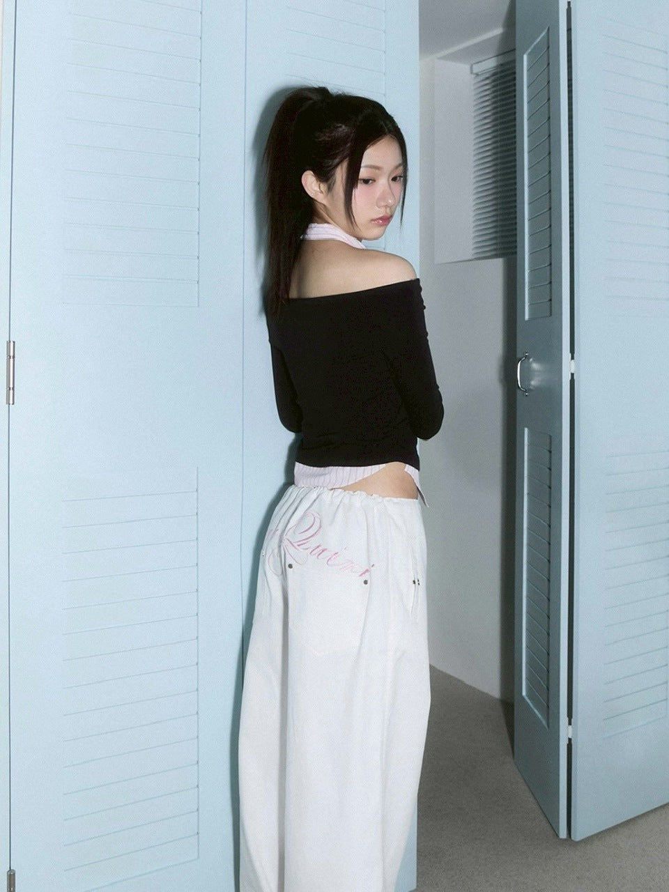 【CHERRYQUIRI】lace layered roll up denim / 【チェリーキュリー】レースレイヤードロールアップデニムパンツ