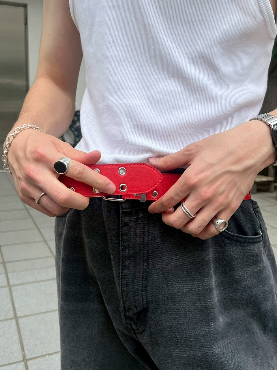 受注制【Chikashitsu +】eyelet belt (4color)