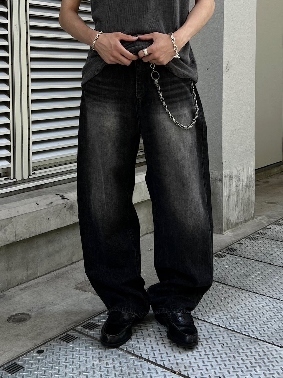 大阪店WEB限定受注制【Chikashitsu +】vintage wash semi wide denim pants 4 / 【チカシツプラス】ヴィンテージウォッシュセミワイドデニムパンツ
