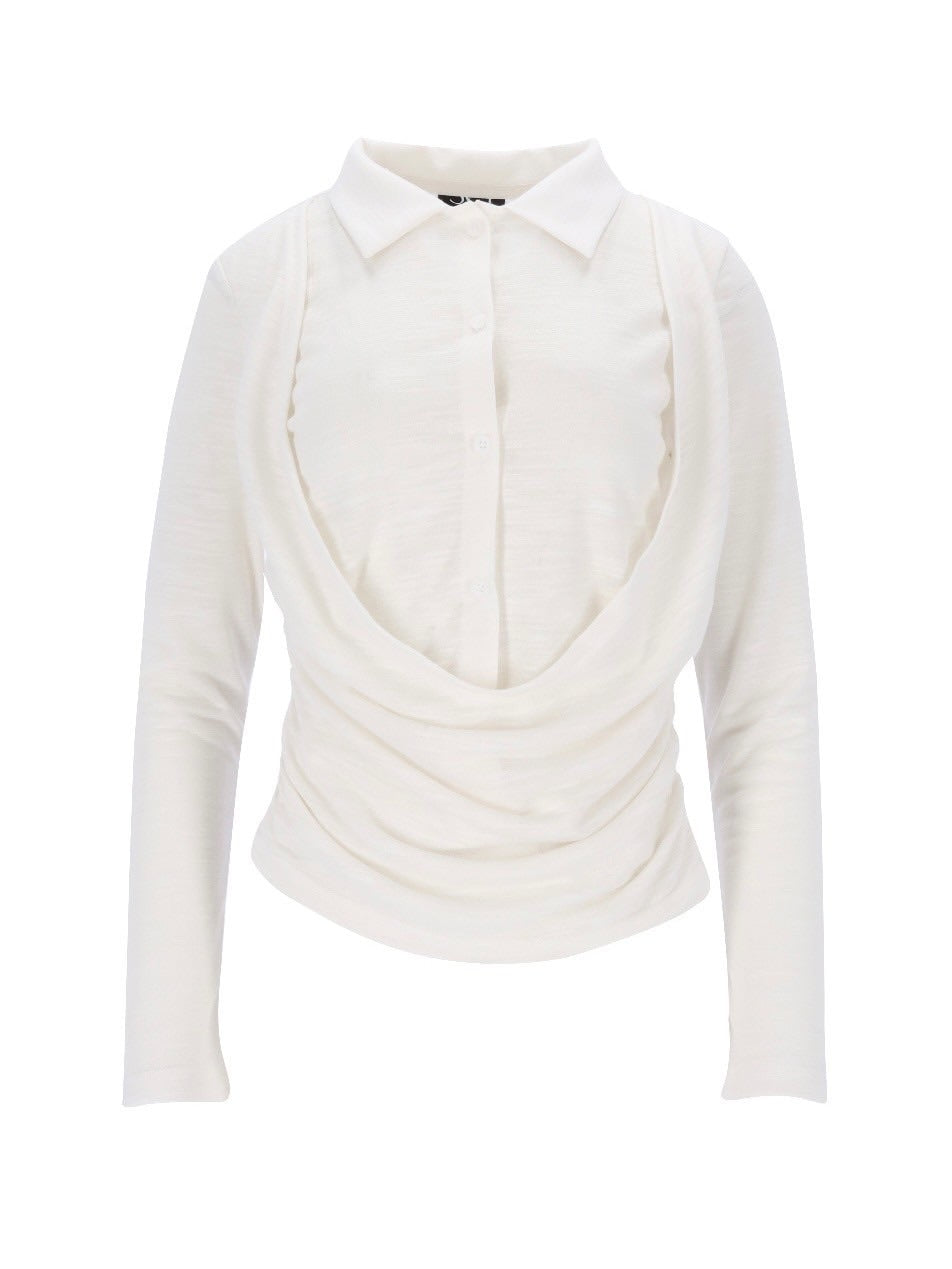 【SETSETSET】DRAPE SHIRT TOP