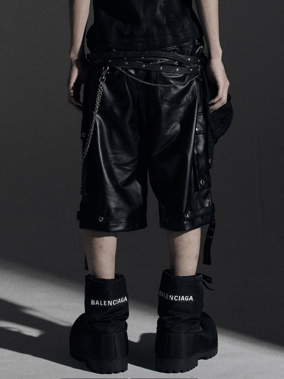 【Rosen Kreuz】DOUBLE WAIST LEATHER SHORT PANTS