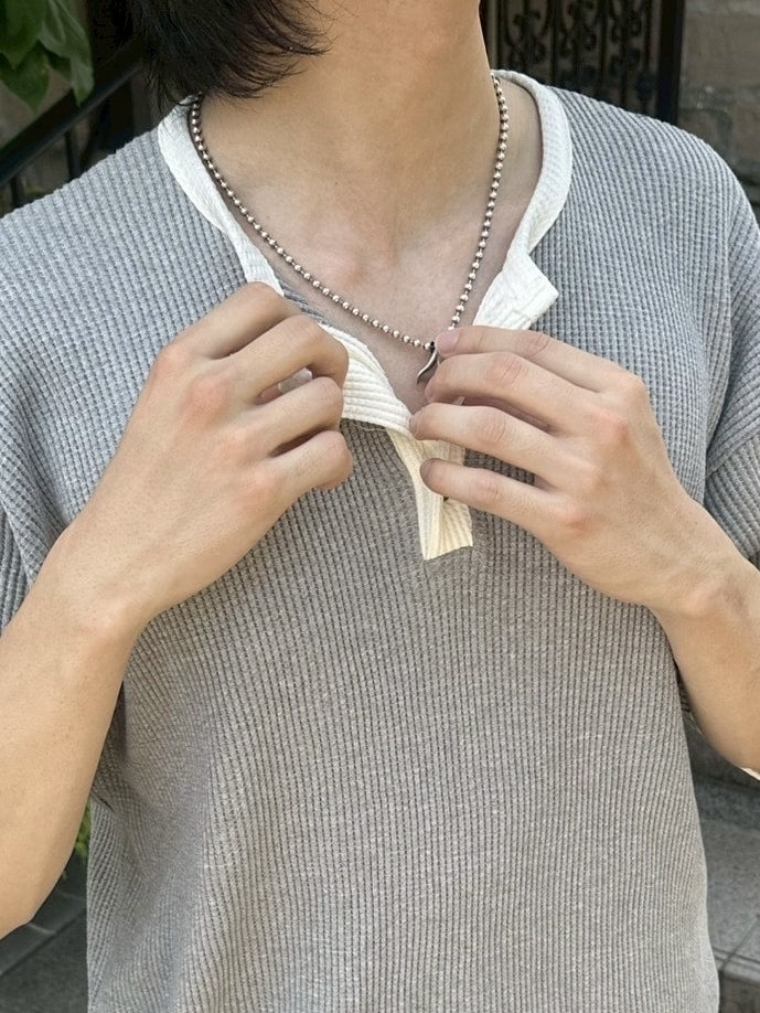 受注制【youll】henry neck waffle tee (3color)