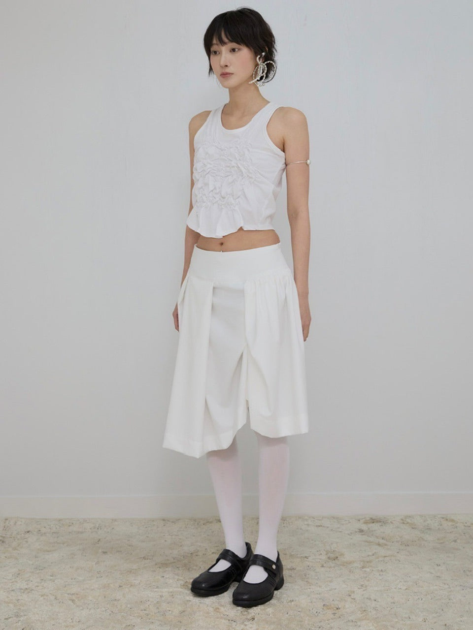 【FLAREUP】Asymmetrical Draped Midi Skirt