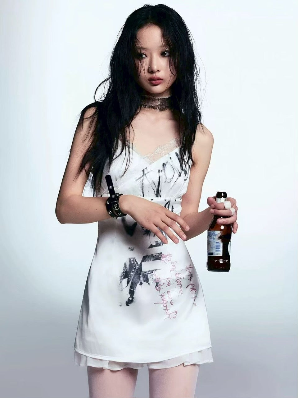 【Cest Nous】Satin Studded Camisole Dress / 【セヌー】サテンスタッズキャミワンピース