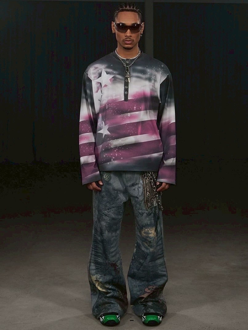 【DND4DES】PAISLEY BANDANA DISTRESSED FLARE PANTS