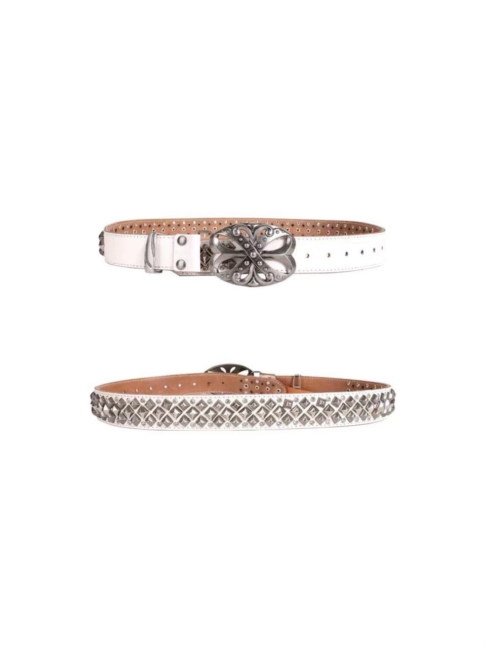 DND4DES】STUDDED RHINESTONE CARVED BUCKLE LEATHER BELT – PRESSING