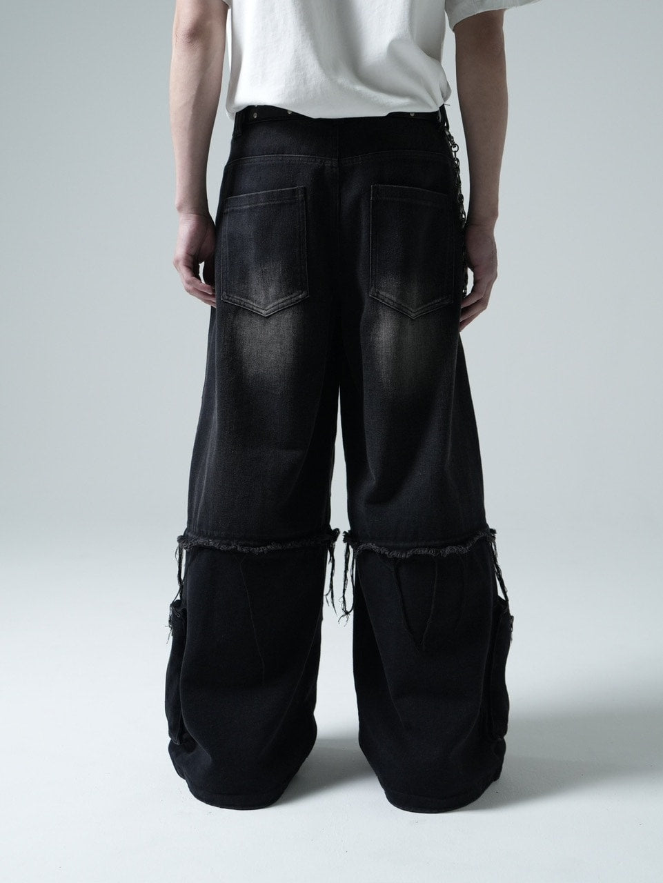 【CHIKASHITSU PLUS HIGH】Layered zip cargo denim pants
