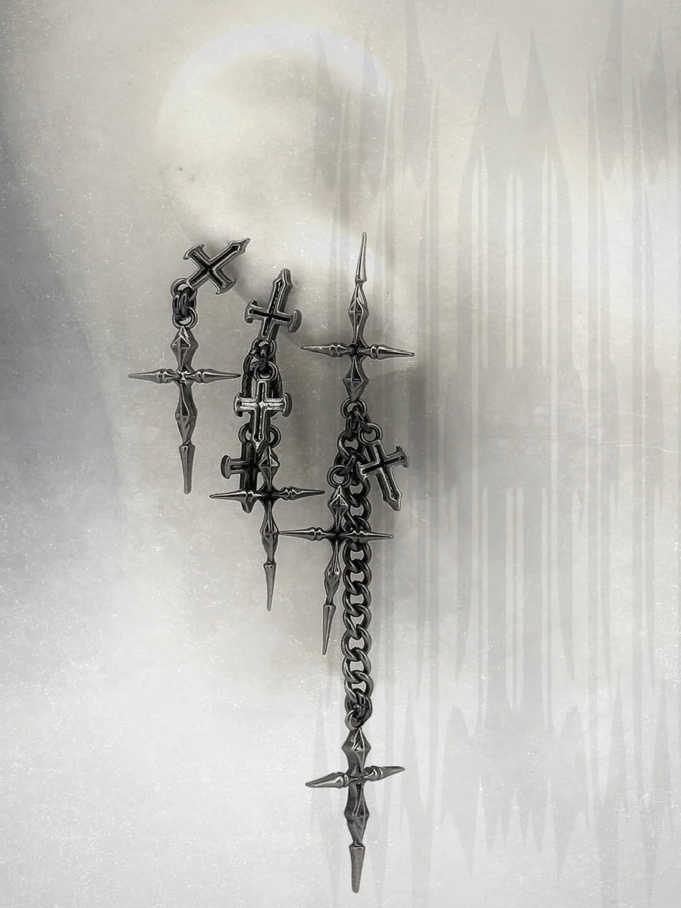 【IIIMIII】Double Cross Earrings / 【イアミ】ダブルクロスピアス