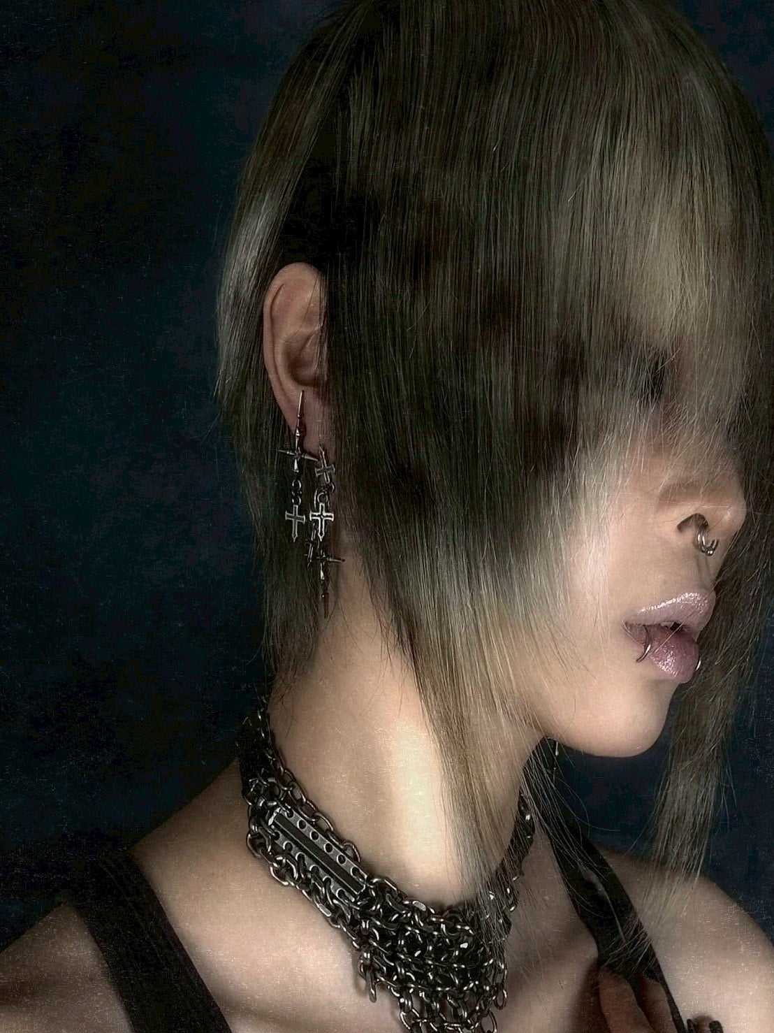 【IIIMIII】Double Cross Drop Earrings 2 / 【イアミ】ダブルクロスドロップピアス２