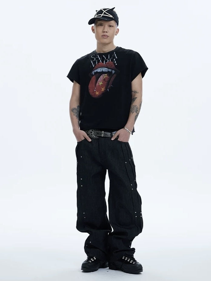 【DND4DES】RIVETED PLEATED DENIM